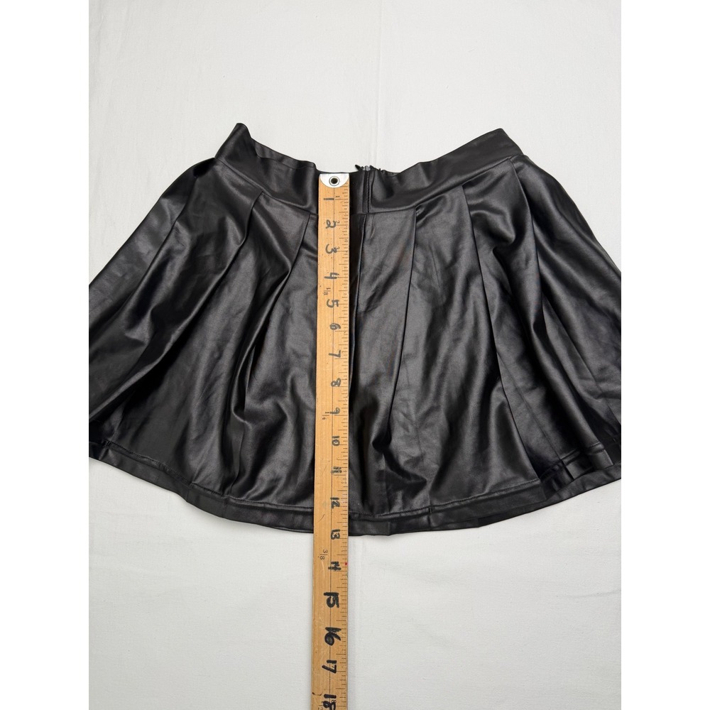 Avidlove‎ Black Faux Leather Pleated Mini Skirt Women's Size S